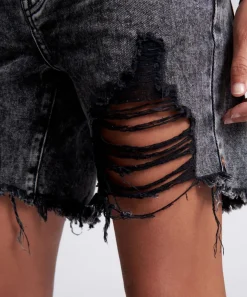 Denim Shorts|ONE TEASPOON Rodeo Grey Stevies Long Length Boyfriend Shorts