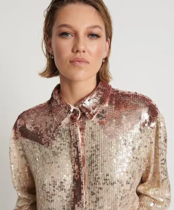 Shirts|ONE TEASPOON Rose Gold Hand Sequin Western Shirt
