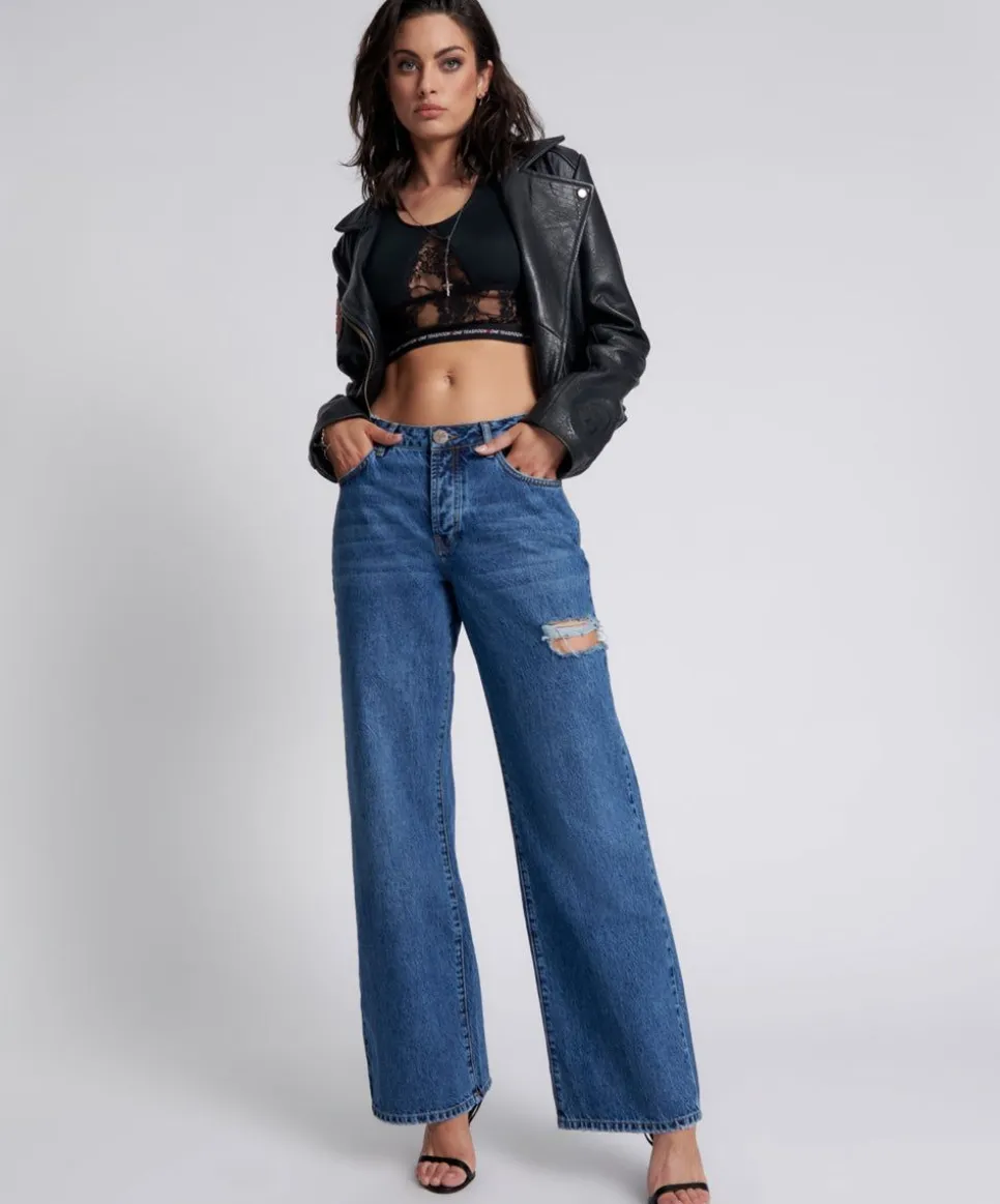 Denim Jeans|ONE TEASPOON Rosewood Jackson Mid Waist Wide Leg Jeans