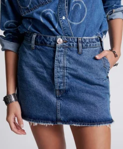 Denim Skirts|ONE TEASPOON Rosewood Vanguard Mid Rise Relaxed Denim Mini Skirt