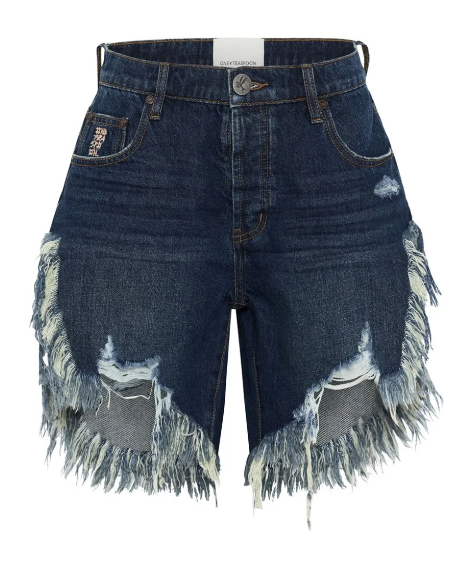 Denim Shorts|ONE TEASPOON Royal Blue Frankies Long Length Denim Shorts