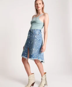 Denim Skirts|ONE TEASPOON Royal Salt Trucker Mid Waist Long Length Skirt