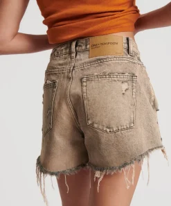 Denim Shorts|ONE TEASPOON Rust Truckers Mid Waist Relaxed Shorts