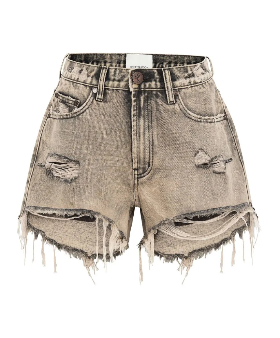 Denim Shorts|ONE TEASPOON Rust Truckers Mid Waist Relaxed Shorts