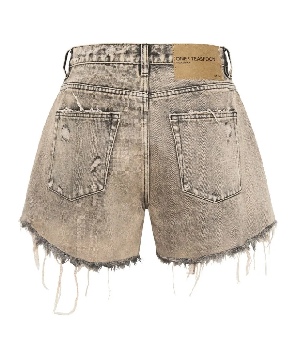 Denim Shorts|ONE TEASPOON Rust Truckers Mid Waist Relaxed Shorts
