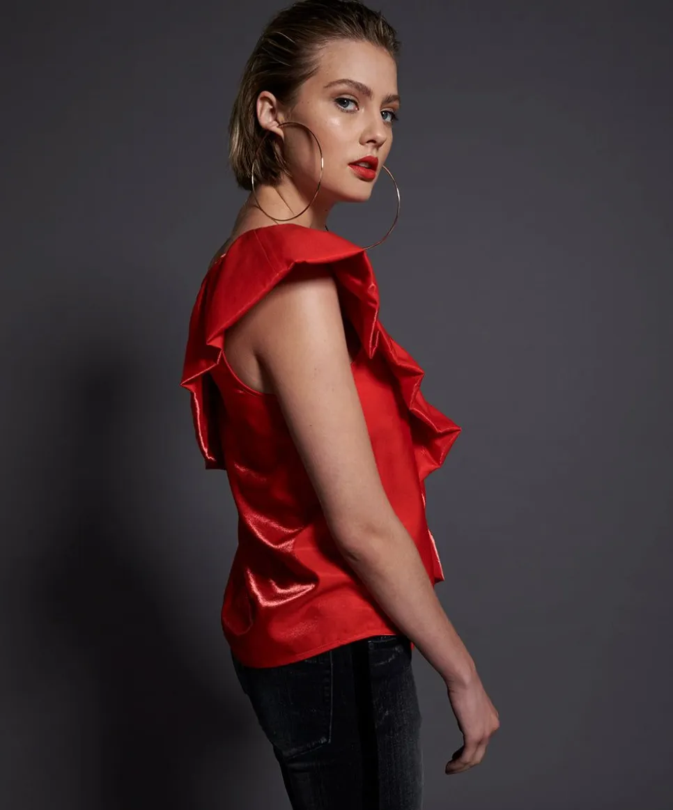 Tops|ONE TEASPOON 80S Red Ashley Top