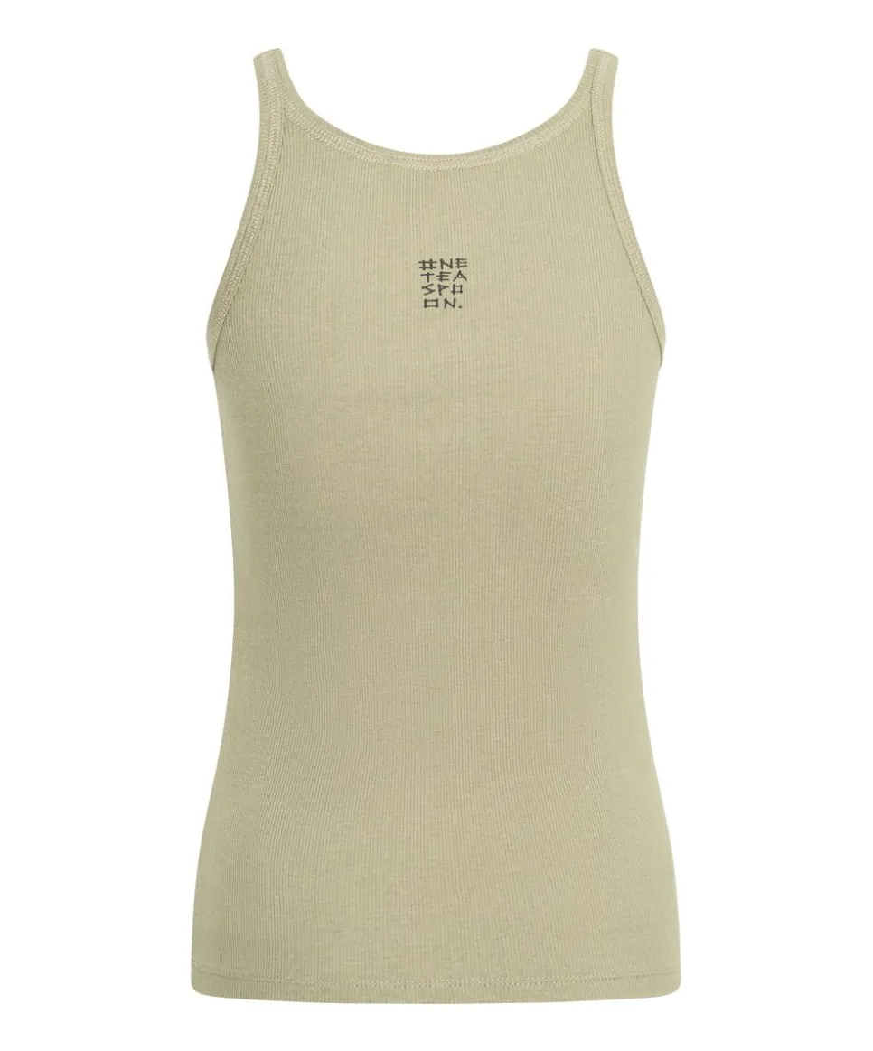 Tees & Tanks|ONE TEASPOON Sage Green Bamboo Logo Singlet