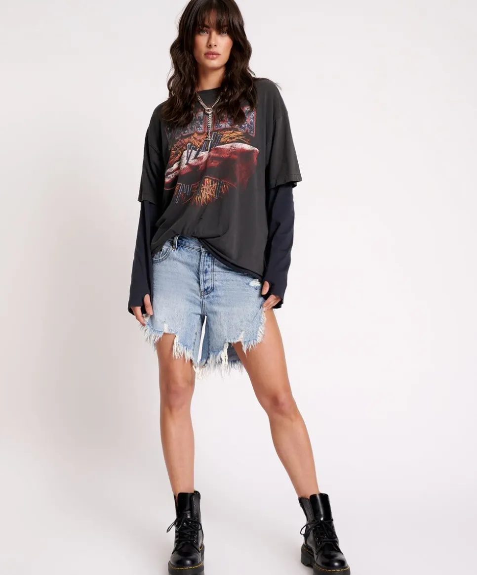 Denim Shorts|ONE TEASPOON Salty Dog Frankies Long Length Denim Shorts