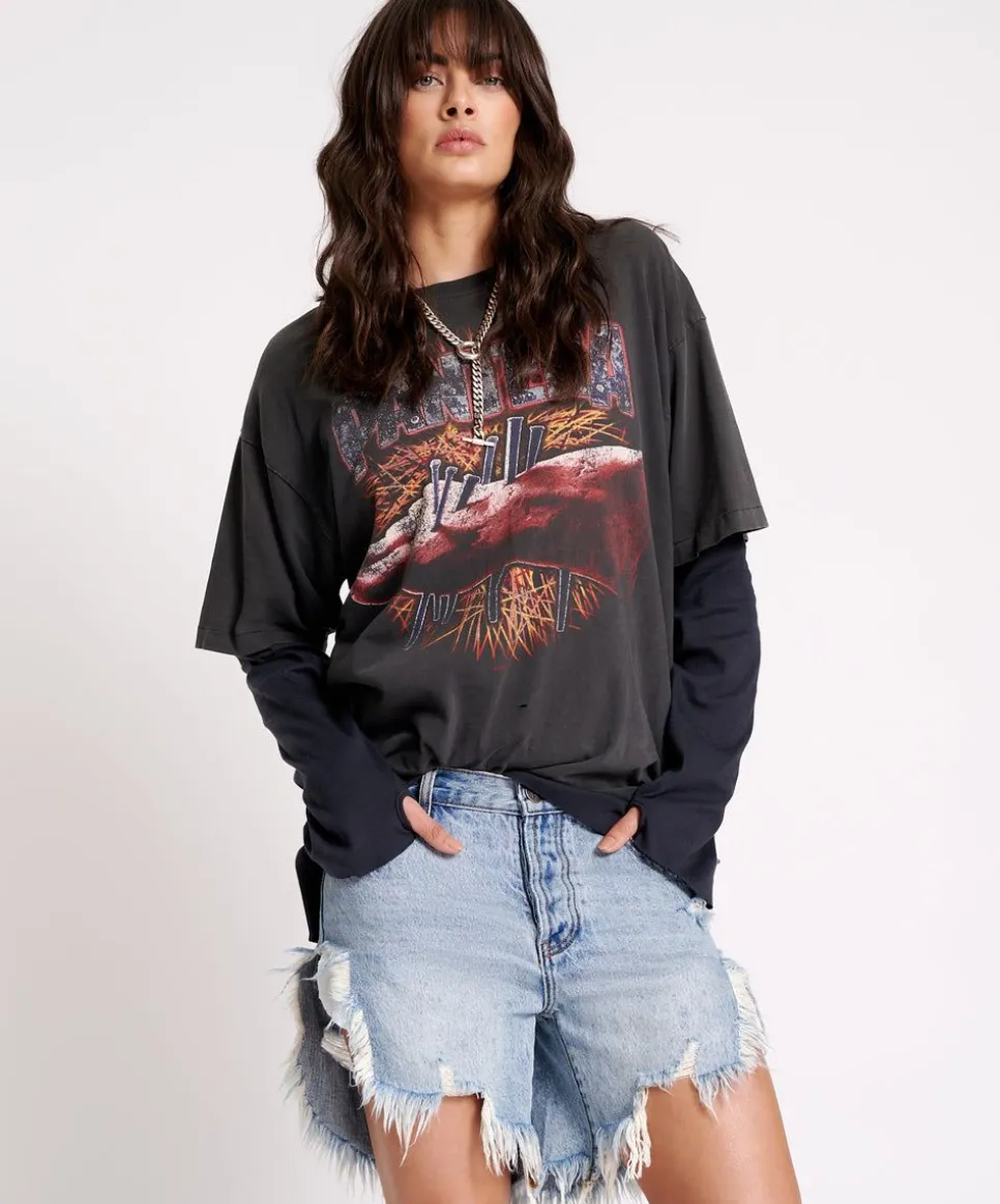 Denim Shorts|ONE TEASPOON Salty Dog Frankies Long Length Denim Shorts