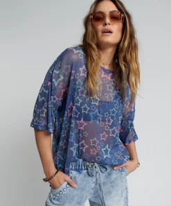 Tees & Tanks|ONE TEASPOON Sensory Star Oversized Mesh Tee