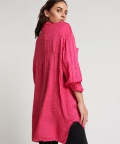 Shirts|ONE TEASPOON Shocking Pink Jacquard Longline Shirt