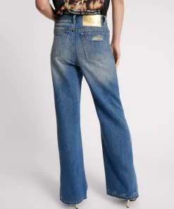 Denim Jeans|ONE TEASPOON Shredded Gold Billie Low Slung Straight Leg Mid Waist Denim Jeans