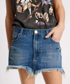 Denim Skirts|ONE TEASPOON Shredded Gold Junkyard Denim Skirt