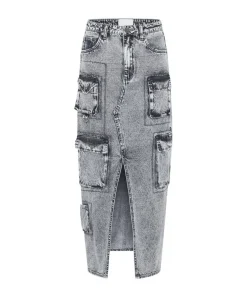 Denim Skirts|ONE TEASPOON Slate Acid 90S Cargo Pocket Column Denim Skirt