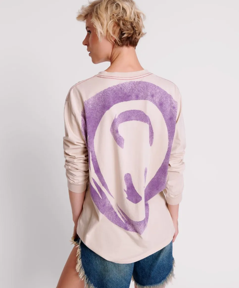 Graphic Tees|ONE TEASPOON Smiley Violet Long Sleeve Tee