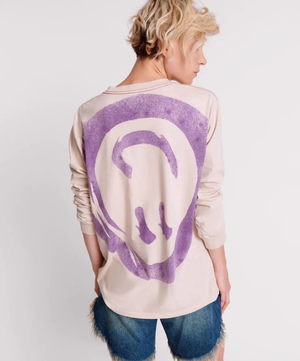 Graphic Tees|ONE TEASPOON Smiley Violet Long Sleeve Tee