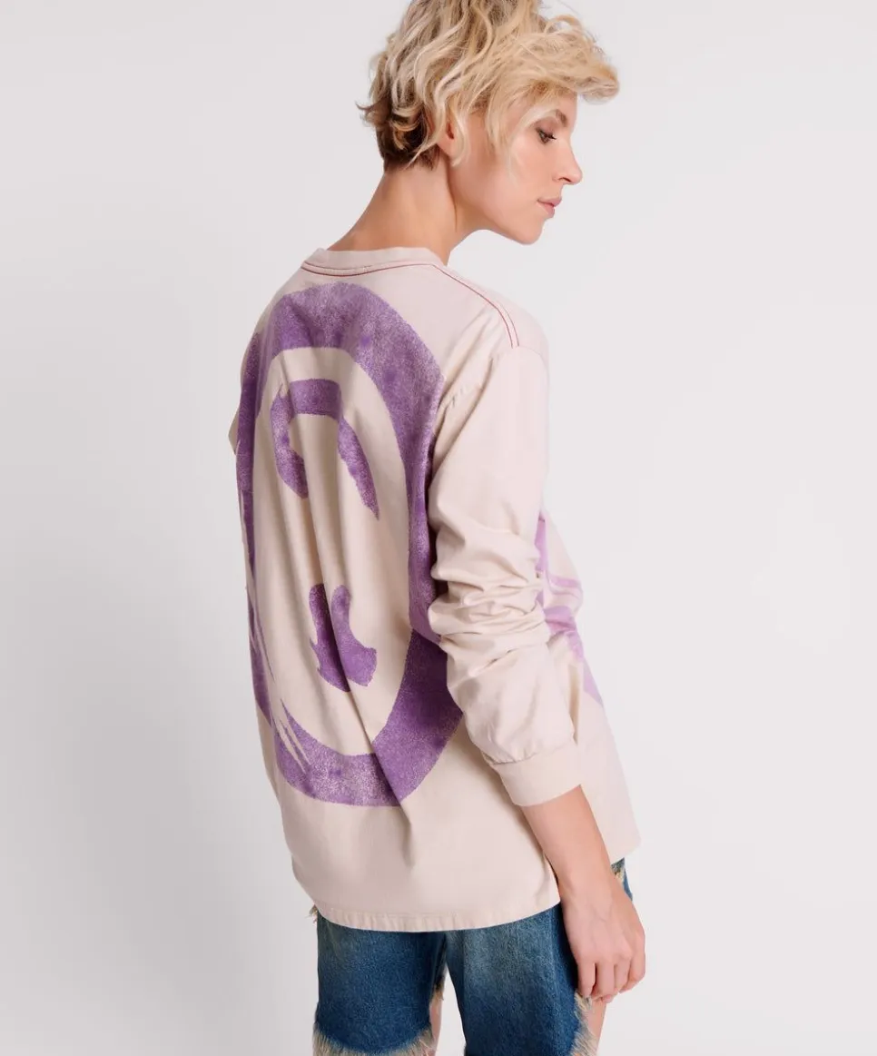 Graphic Tees|ONE TEASPOON Smiley Violet Long Sleeve Tee