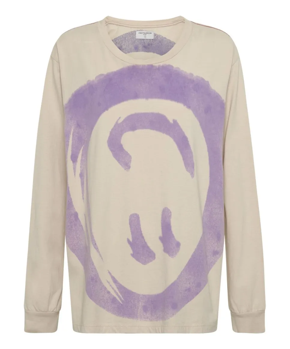 Graphic Tees|ONE TEASPOON Smiley Violet Long Sleeve Tee