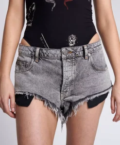 Denim Shorts|ONE TEASPOON Soft Grey Rollers Denim Shorts