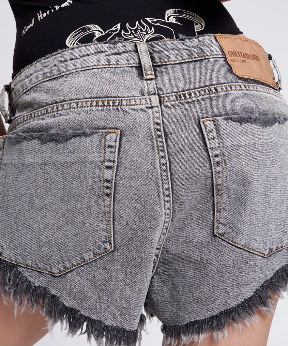 Denim Shorts|ONE TEASPOON Soft Grey Rollers Denim Shorts