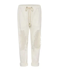 Denim Jeans|ONE TEASPOON Soft White Shabbies Drawstring Boyfriend Jeans