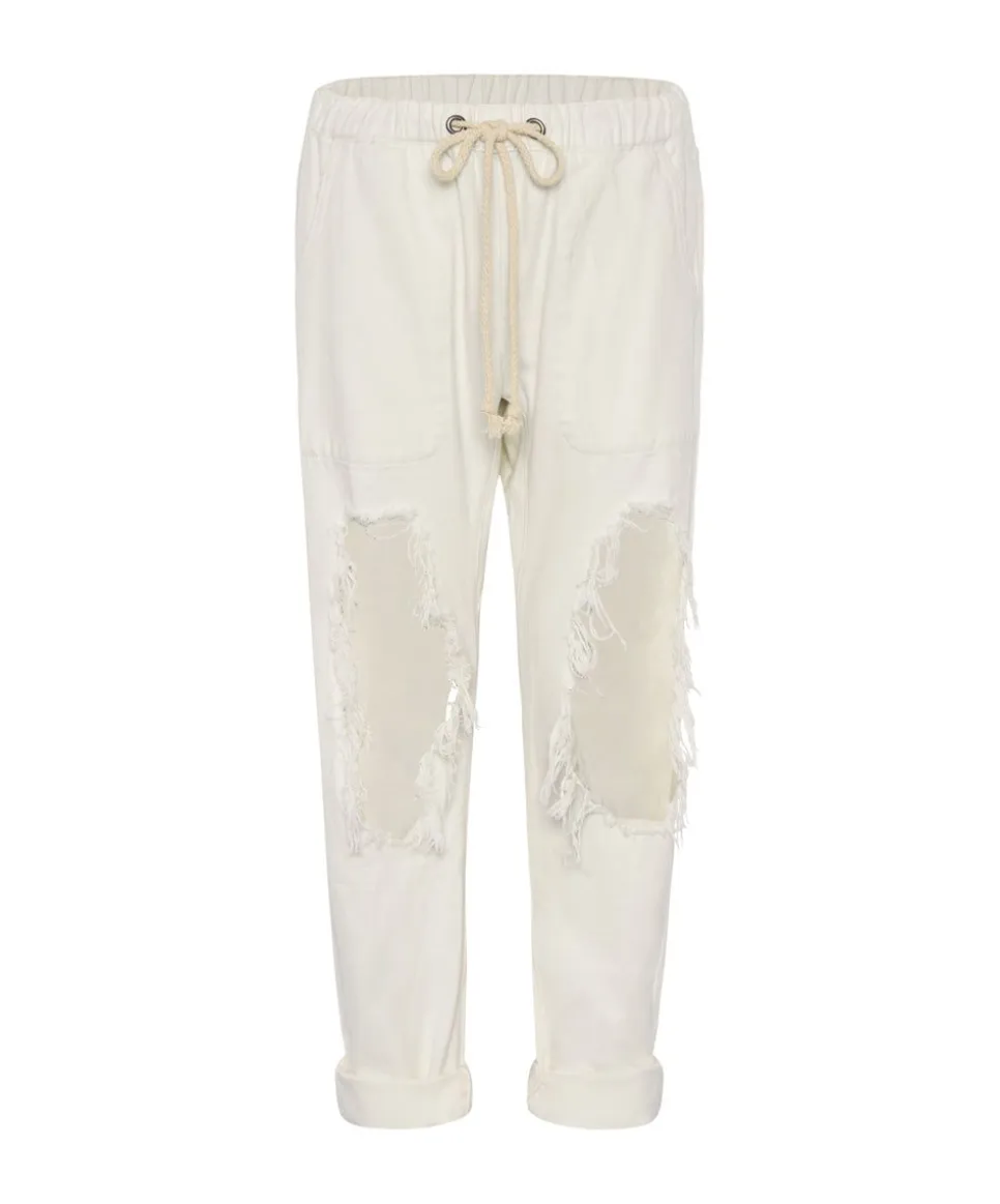 Denim Jeans|ONE TEASPOON Soft White Shabbies Drawstring Boyfriend Jeans