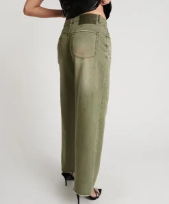 Denim Jeans|ONE TEASPOON St Khaki Jackson Mid Waist Wide Leg Jeans