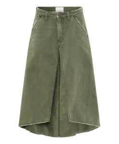 Denim Skirts|ONE TEASPOON St Khaki Mrs Carter Long Denim Skirt