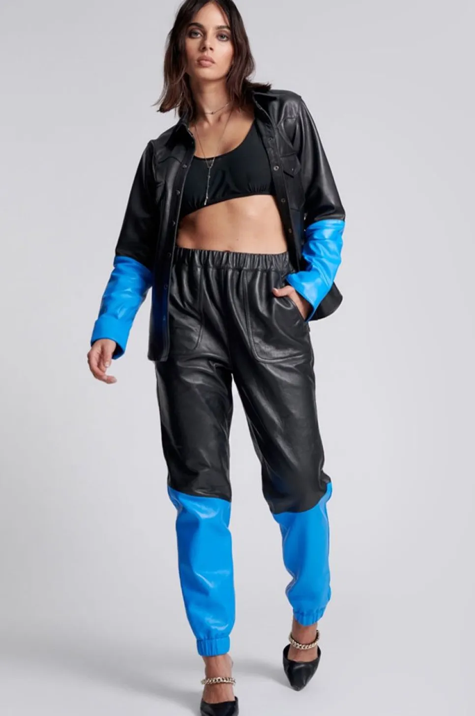 Bottoms|ONE TEASPOON Stand By Leather Track Pants