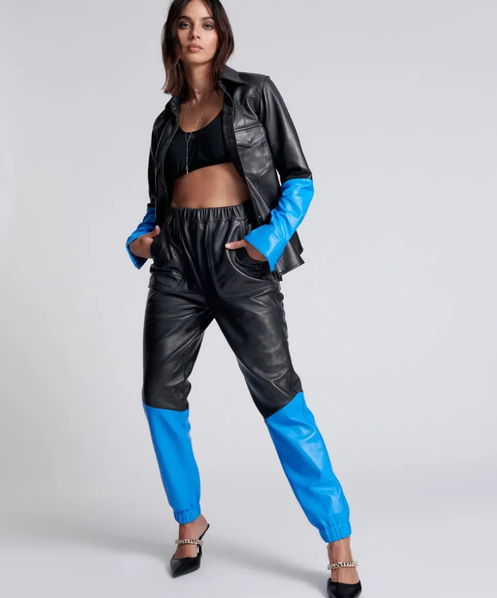 Bottoms|ONE TEASPOON Stand By Leather Track Pants