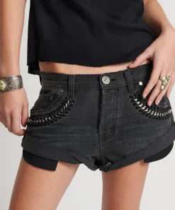 Denim Shorts|ONE TEASPOON Storm Grey Bandits Low Waist Denim Shorts