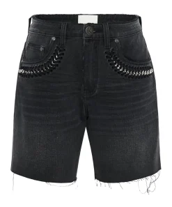 Denim Shorts|ONE TEASPOON Storm Grey Jackson Mid Waist Wide Leg Shorts