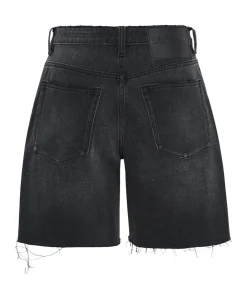 Denim Shorts|ONE TEASPOON Storm Grey Jackson Mid Waist Wide Leg Shorts