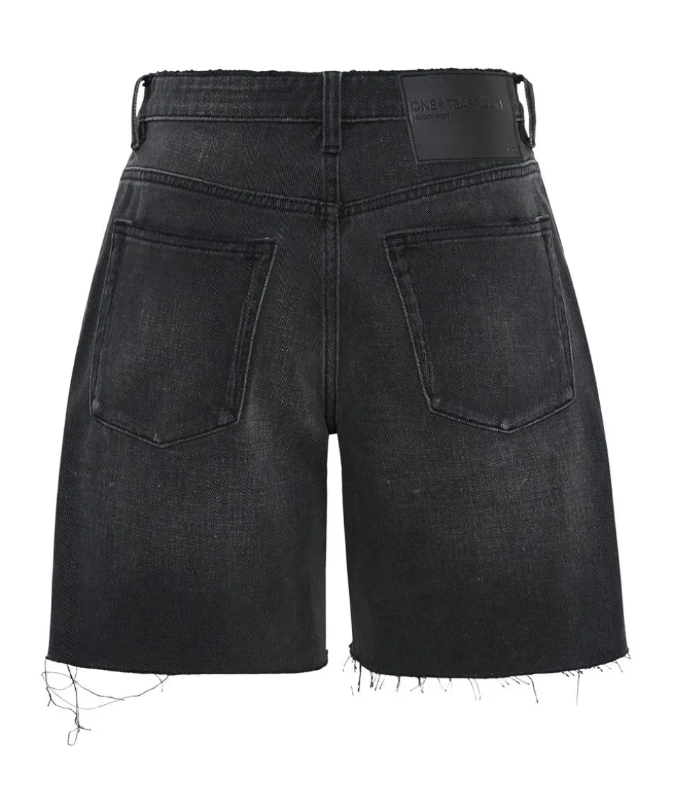Denim Shorts|ONE TEASPOON Storm Grey Jackson Mid Waist Wide Leg Shorts