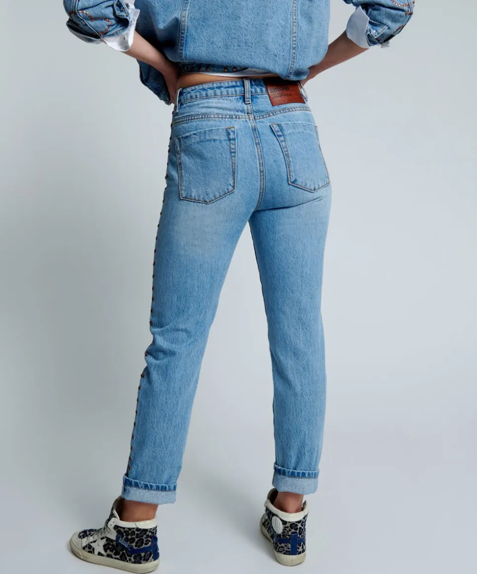 Denim Jeans|ONE TEASPOON Studded High Waist Awesome Baggies Denim Jeans