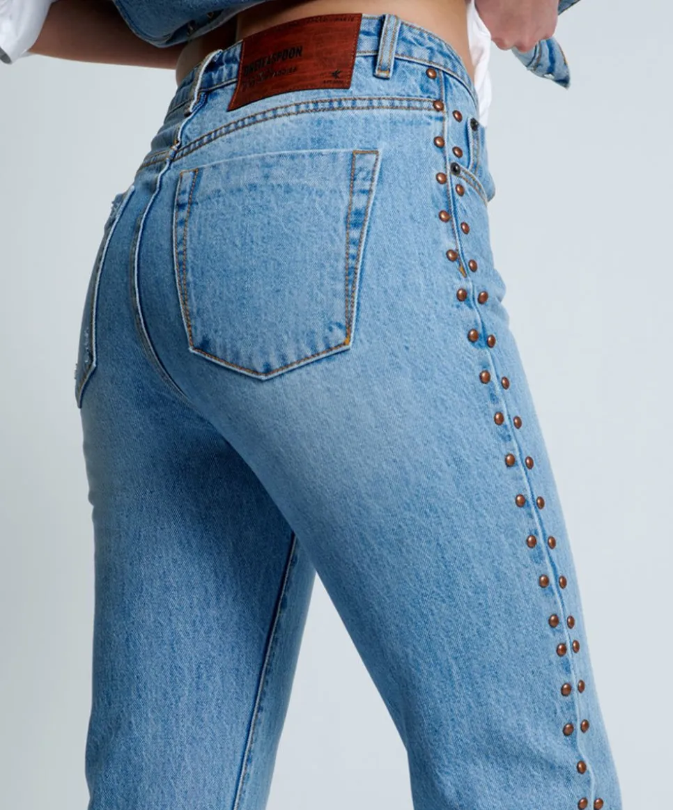 Denim Jeans|ONE TEASPOON Studded High Waist Awesome Baggies Denim Jeans