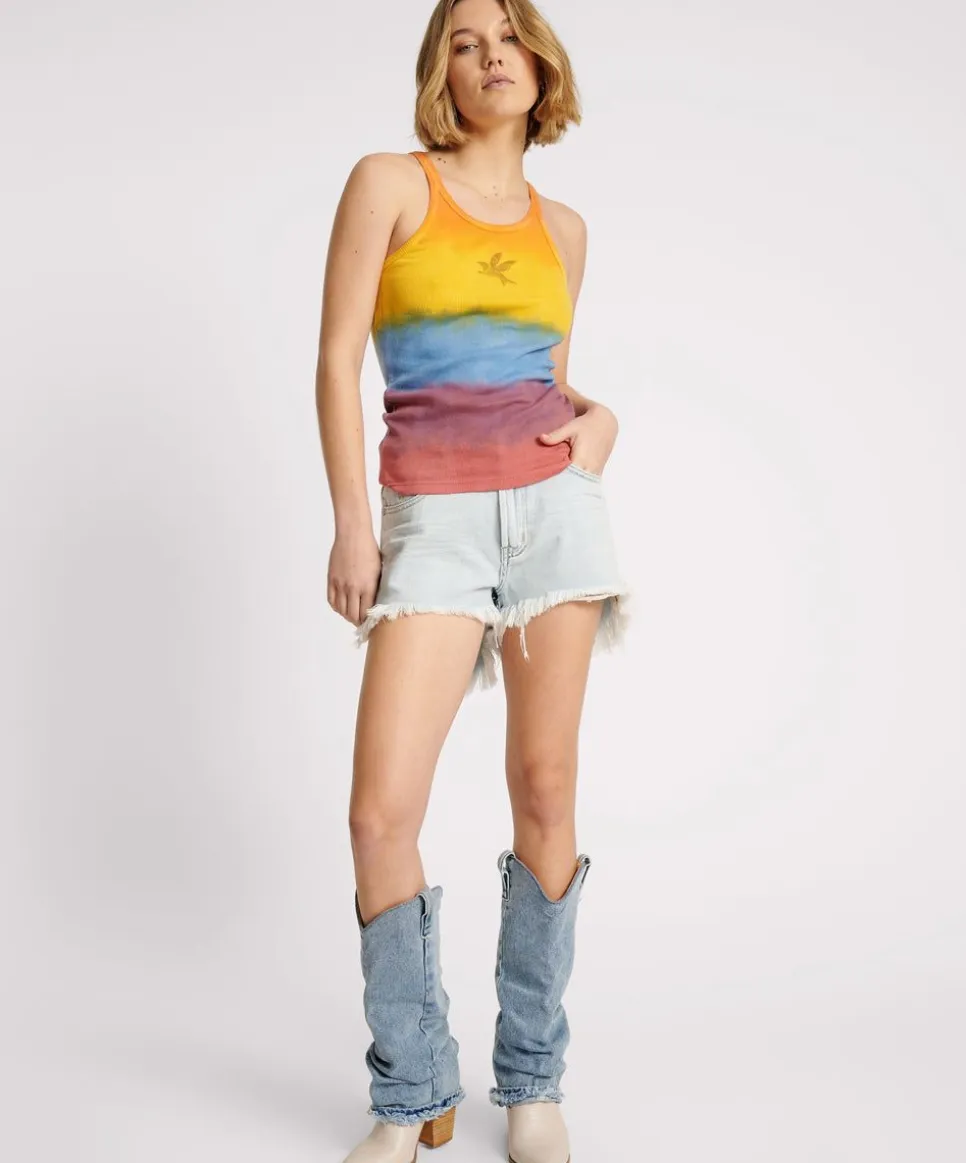 Tees & Tanks|ONE TEASPOON Sunset Stripe Rib Singlet