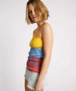 Tees & Tanks|ONE TEASPOON Sunset Stripe Rib Singlet