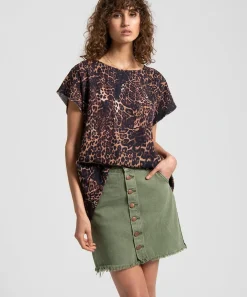 Denim Skirts|ONE TEASPOON Super Khaki Viper High Waist Skirt