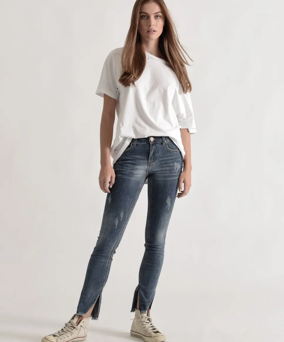 Denim Jeans|ONE TEASPOON Superstar Blue Hoodlums Mid Rise Skinny Jeans