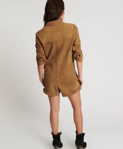 Denim Jumpsuits|ONE TEASPOON Tan Suede Prophecy Jumpsuit