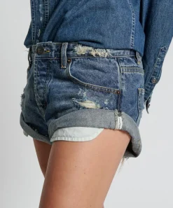 Denim Shorts|ONE TEASPOON Used Blue Bandits Low Waist Denim Shorts