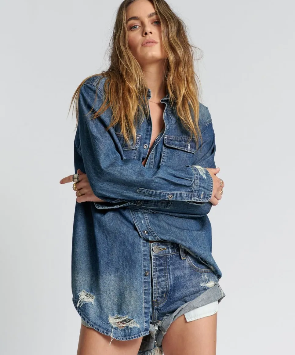 Shirts|ONE TEASPOON Used Blue Classic Everyday Denim Shirt