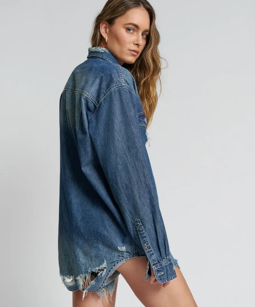 Shirts|ONE TEASPOON Used Blue Classic Everyday Denim Shirt