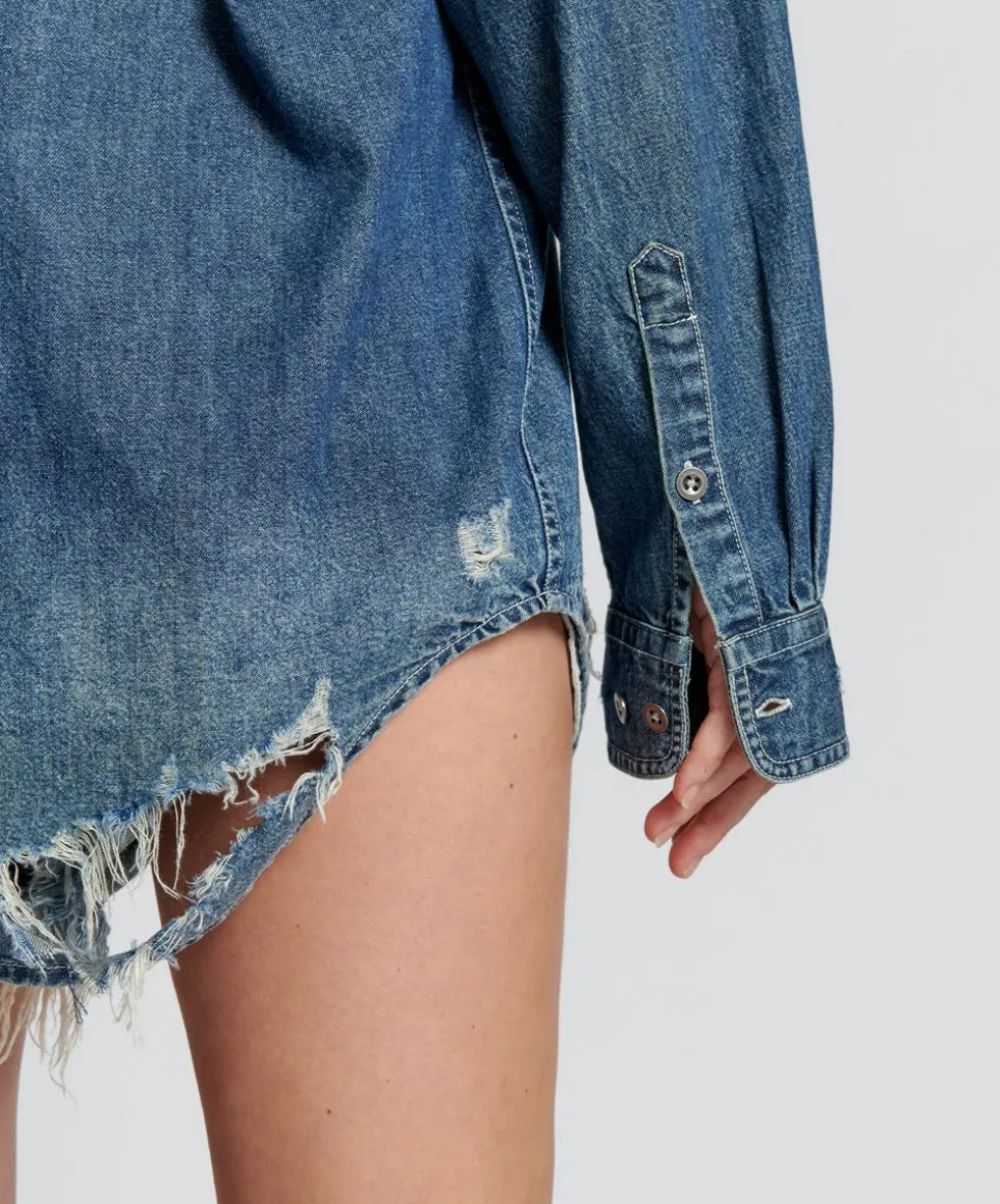 Shirts|ONE TEASPOON Used Blue Classic Everyday Denim Shirt