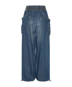 Bottoms|ONE TEASPOON Used Blue Denim Parachute Pants