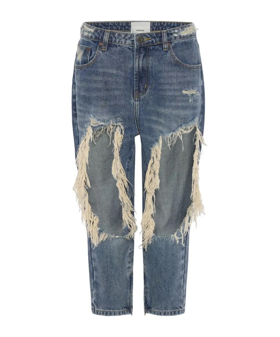 Denim Jeans|ONE TEASPOON Used Blue Kingpins Cropped Boyfriend Jeans