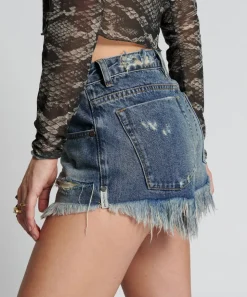 Denim Shorts|ONE TEASPOON Used Blue The One Fitted Cheeky Denim Shorts