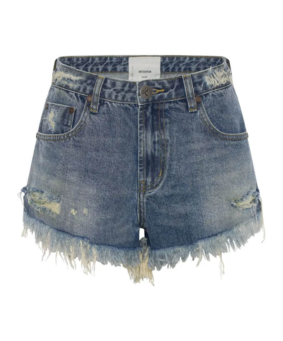 Denim Shorts|ONE TEASPOON Used Blue The One Fitted Cheeky Denim Shorts