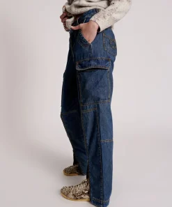 Denim Jeans|ONE TEASPOON Used Blue Zipped Cargo Motion Jeans